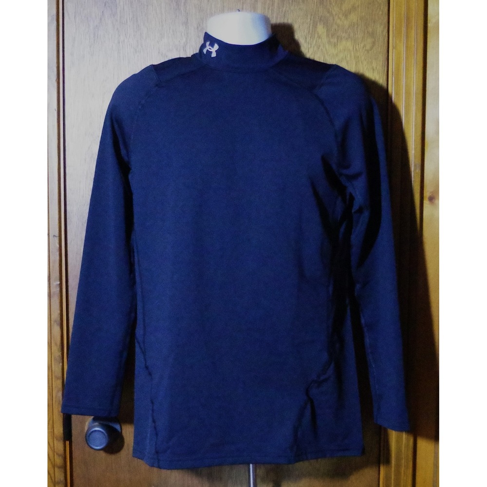NWT Under Armour ColdGear Men's Medium Mock Neck Long Sleeve Fitted Shirt Black‎